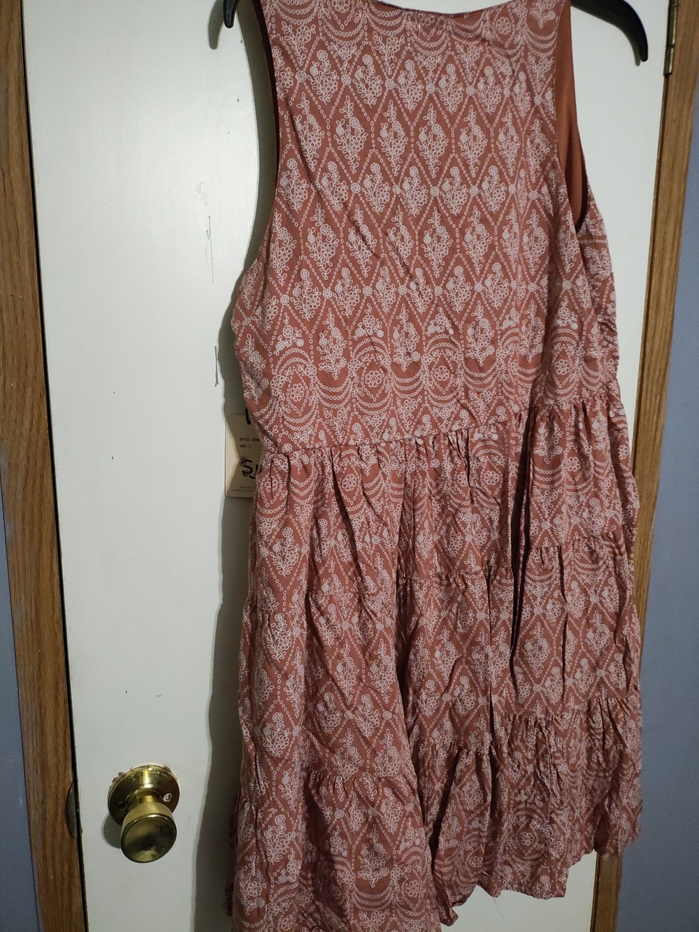 Sincerely Jules Rust Paisley Tiered Midi Dress